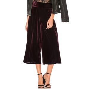 Misa Los Angeles Women's‎ Purple Plum Velvet Ilian Wide Leg Crop Pant Size XS